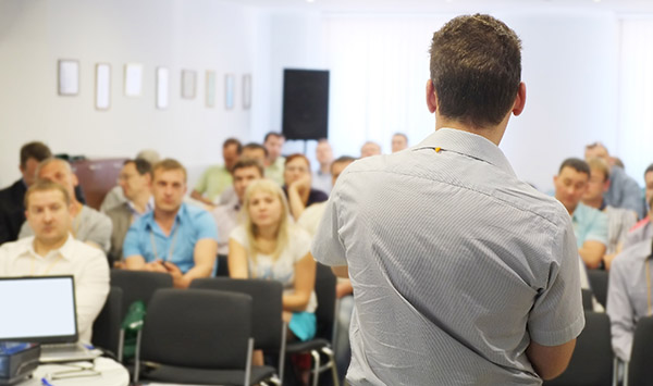 The audience listens to the acting